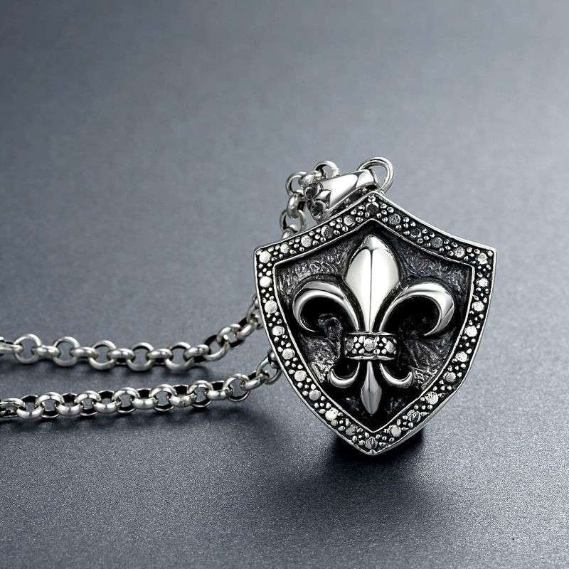 银斯妮泰银吊坠男骑士盾牌吊牌勇敢霸气男项链配挂绳