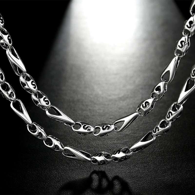 银斯妮男士银项链复古时尚泰银男士项链男款海军节珠相扣男士银项链粗