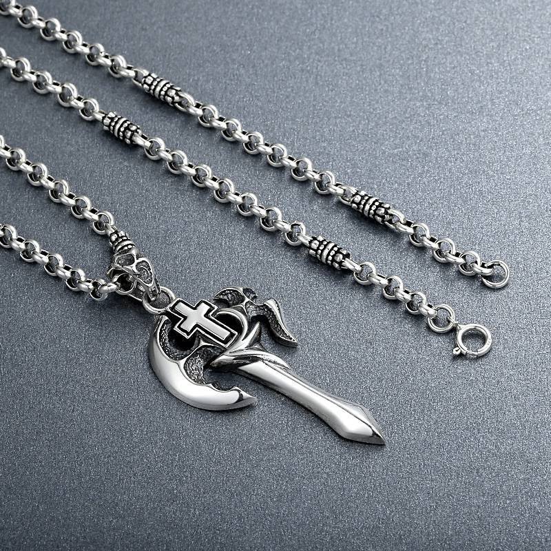 银斯妮男饰925银吊坠泰银男士项链开天个性意志不易变黑