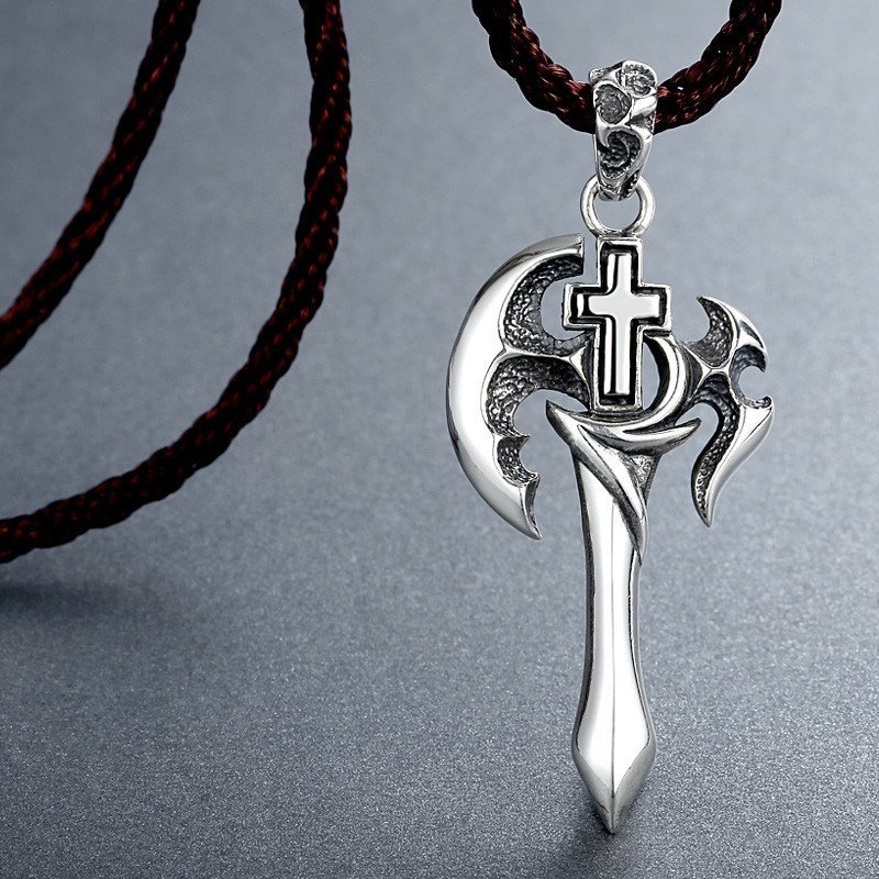 银斯妮男饰925银吊坠泰银男士项链开天个性意志不易变黑