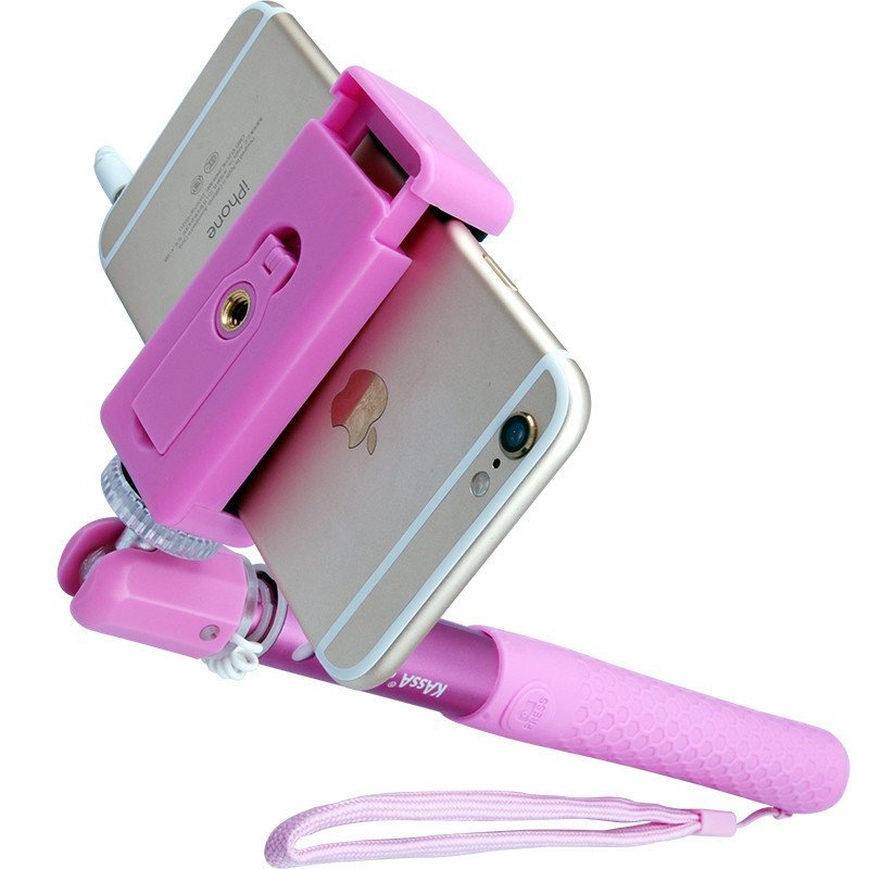卡赛（KAssA）KS-GP100W 粉色线控版自拍杆 适用于苹果安卓系统等通用 便携支架 自拍脚架 数码配件