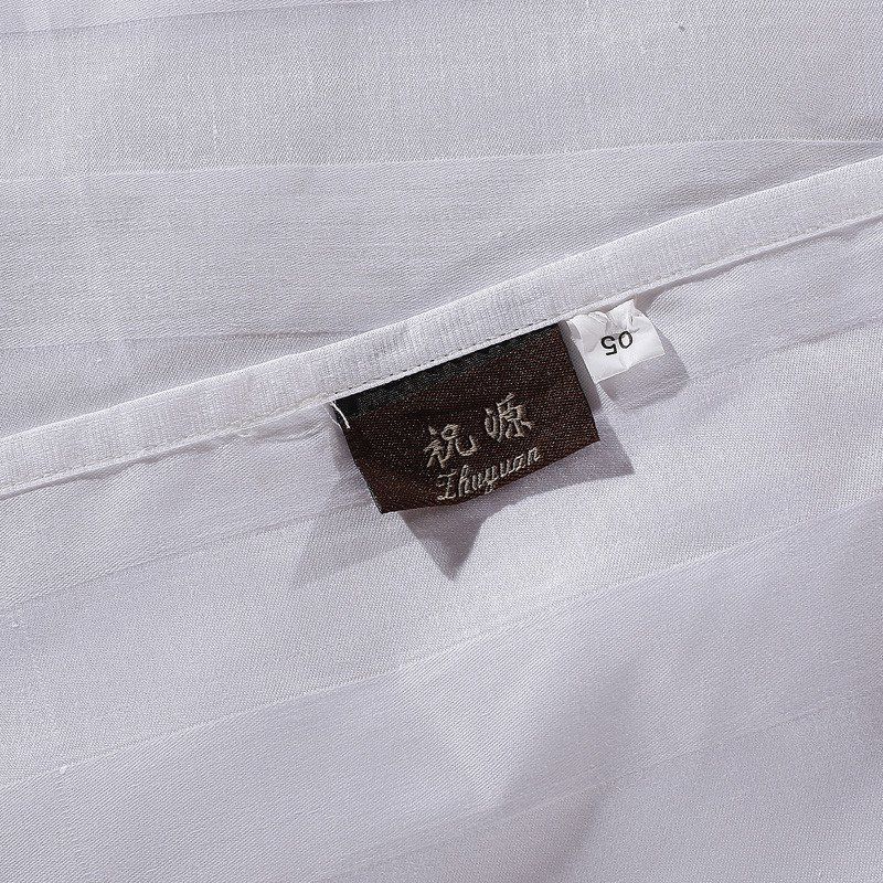 祝源酒店宾馆床上用品被套60支全棉白色被罩全棉三公分缎条被套单卖图片