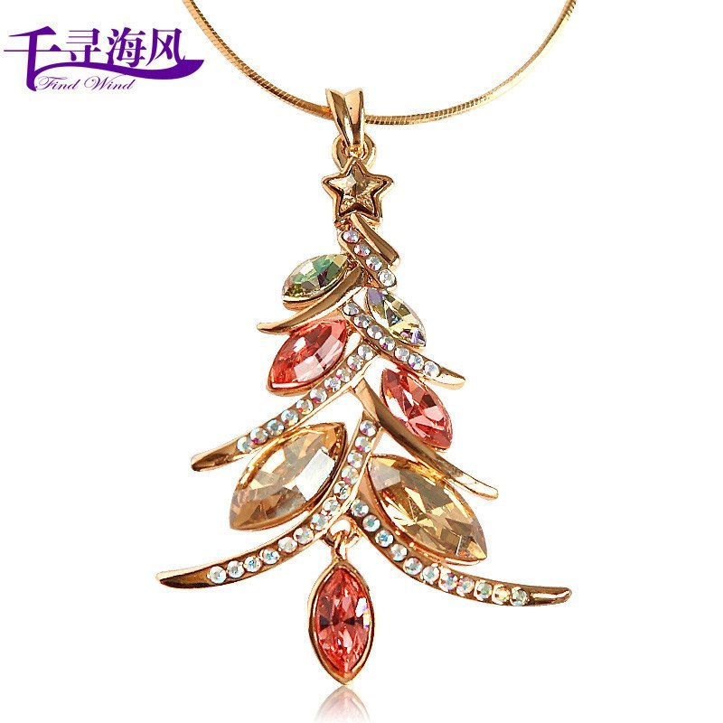 千寻海风(findwind)幸福圣诞树施华洛世奇元素水晶项链情人节七夕节圣诞节新年礼物送女友送母亲节礼物