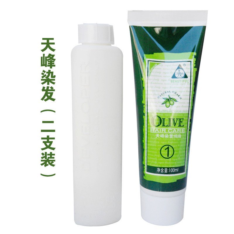 包邮 天峰橄榄染发焗油 章华彩色焗油膏霜剂温和护发 100ml*2 金棕色