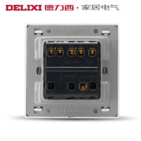 德力西开关插座760银86型墙壁三联开关面板3个按键三开单控开关面板
