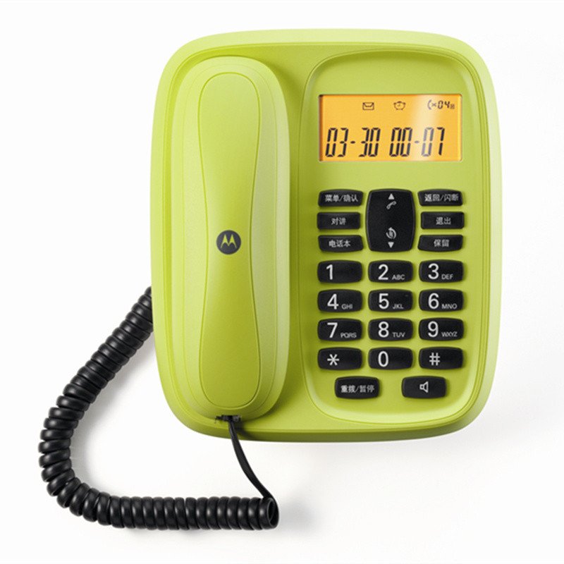 摩托罗拉(MOTOROLA) CL101C数字无绳电话机座机子母机中文显示套装办公家用一拖一固定无线座机 (青柠色)