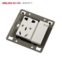 DELIXI德力西带开关插座PVC面板开关面墙壁开关一位双控带五孔一开五孔电源插座