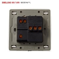 DELIXI德力西带开关插座PVC面板开关面墙壁开关一位双控带五孔一开五孔电源插座