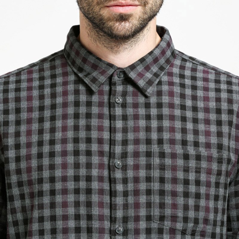 [美国直采 官方正品]Calvin Klein男士棉质长袖衬衫 41WM147 酒红色