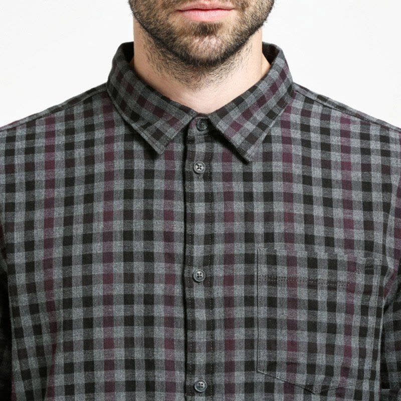[美国直采 官方正品]Calvin Klein男士棉质长袖衬衫 41WM147 酒红色图片