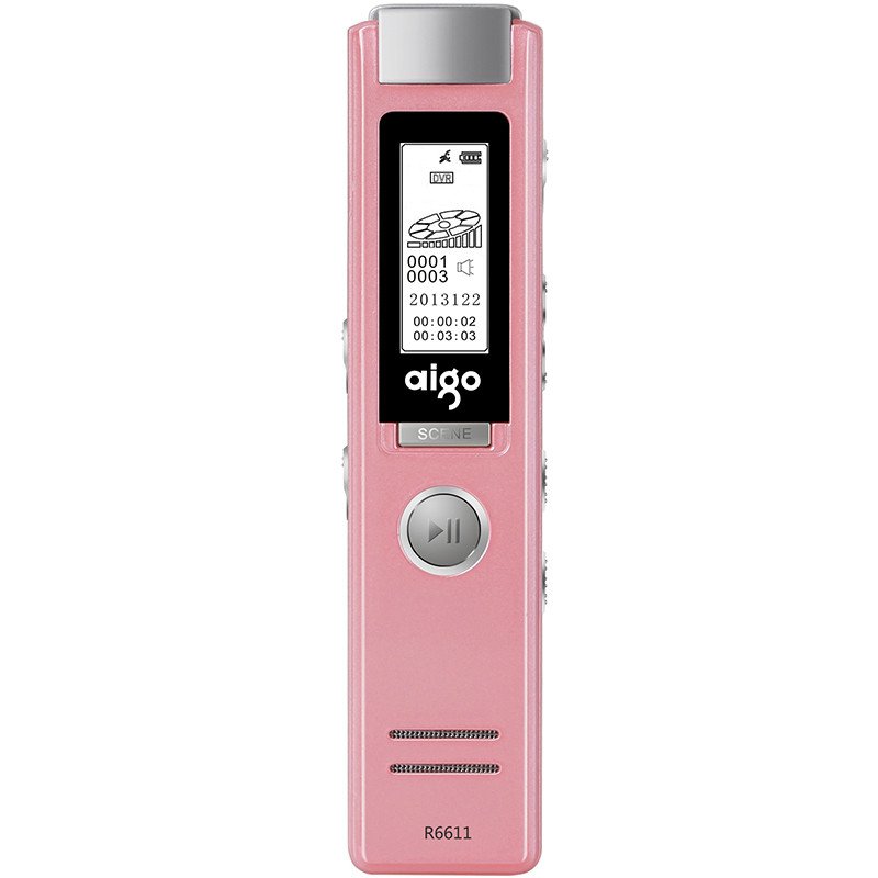 爱国者(aigo)R6611录音笔 高清远距降噪 MP3播放器 学习/会议适用 8G 粉色高清大图