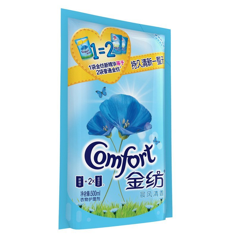 [苏宁易购超市]金纺新精华系列晨风清香衣物护理剂500ml立袋装