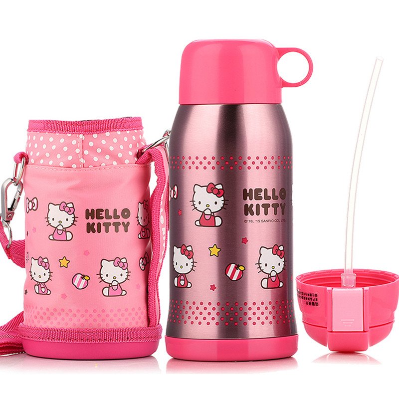 HelloKitty 凯蒂猫 童趣多用保温壶 不锈钢 透明粉 600ML