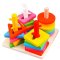 速翔玩具四套柱 1-3岁几何形状认识宝宝空间认知木质积木早教儿童益智玩具
