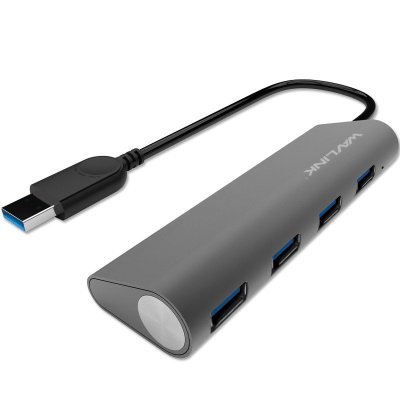 睿因(WAVLINK)WL-UH3048 USB3.0扩展器分线器 四口HUB集线器一拖四高速转换器全金属雅黑