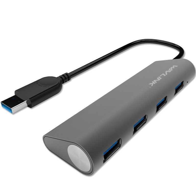 睿因(WAVLINK)WL-UH3048 USB3.0扩展器分线器 四口HUB集线器一拖四高速转换器全金属雅黑