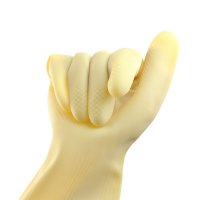 玉蝶 95g 工业乳胶手套 加厚牛筋 劳保 家务保洁洗车手套 乳胶原色 S号