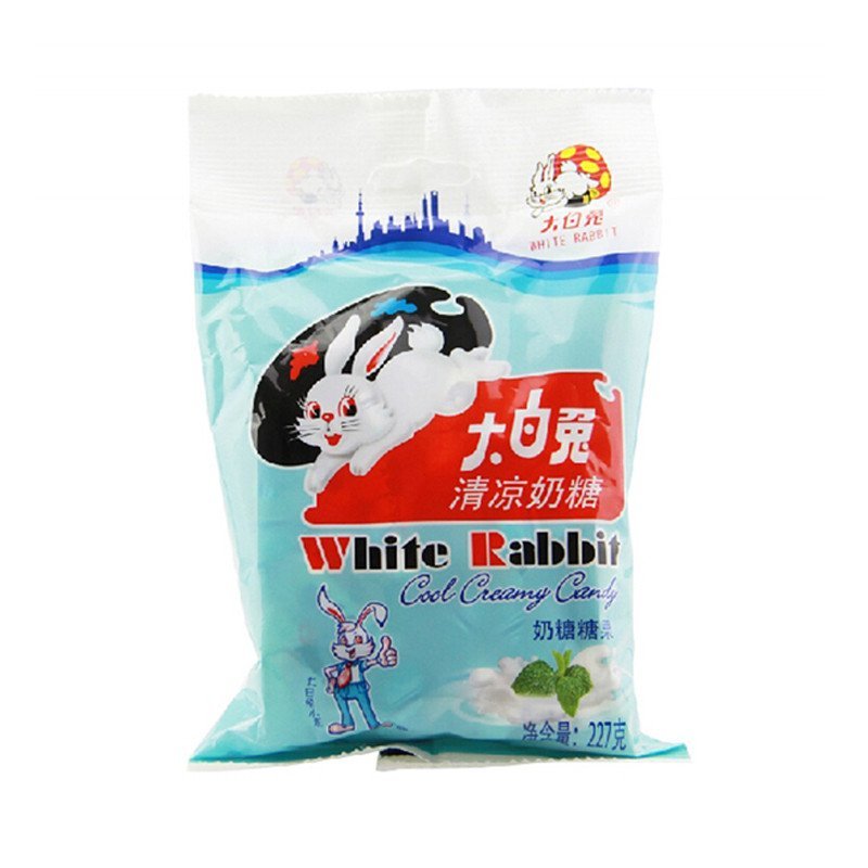 大白兔whiterabbit春節禮物上海特產清涼奶糖薄荷227g袋含44粒視頻