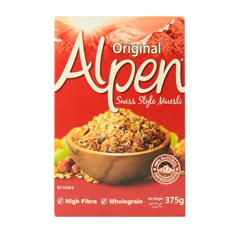 英国进口 欧倍(Alpen)瑞士风味燕麦干果早餐麦片(原味)375g