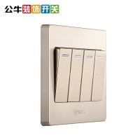 公牛(BULL)开关插座4开四开双控开关四位开关四开双联墙壁电源面板G07K412Y金色