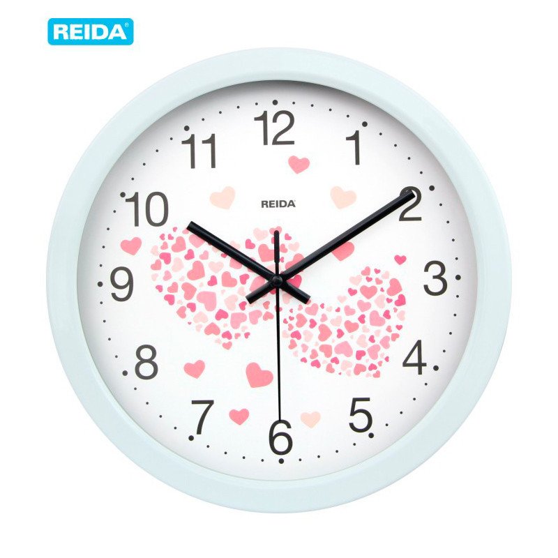 REIDA/瑞达 时尚创意钟表 可爱浪漫卧室客厅挂钟10寸静音挂钟