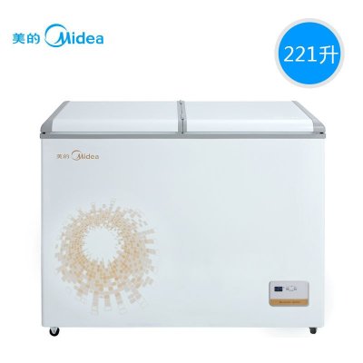 Midea 美的 BCD-221VEM 221升 卧式双温 冰柜 一边冷冻一边冷藏冰柜 电子温显 顶开式卧式冷柜