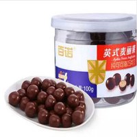 百诺 英式麦丽素纯可可脂巧克力100*3罐组合 巧克力豆 百诺 麦丽素