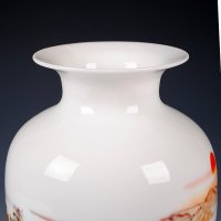 彩帮景德镇陶瓷器 马到成功花瓶三件套摆件挂盘装饰盘客厅装饰工艺品