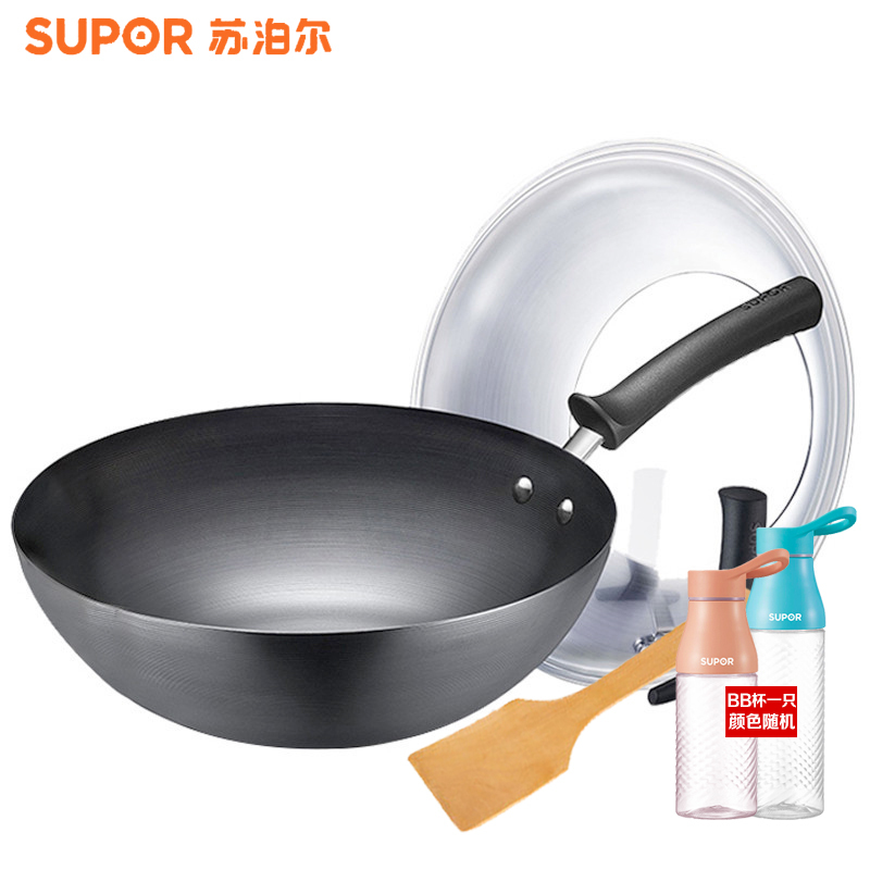 苏泊尔铁锅真不锈精铁炒菜锅 FC30H7 无涂层不生锈熟具燃气灶专用