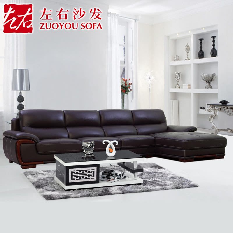 左右真皮沙发 简约现代新中式转角带贵妃位大户型客厅家具组合DZY2606-1图片