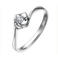 蓝色多瑙河18K白金钻石女戒13号(0.052ct)-玫瑰情缘