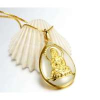 蓝色多瑙河金镶和田玉观音