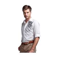 红豆男士纯棉印花时尚休闲长袖衬衫E09C052(170/84A)