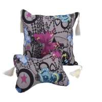 横山竹炭车用靠枕套件(蝴蝶花)