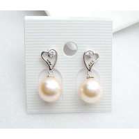 welina爱心随_925纯银贝壳珠耳环