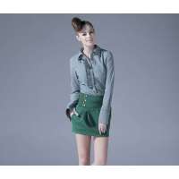 OLOMO欧莱诺OL达人条纹收腰衬衫111222044048(绿色)