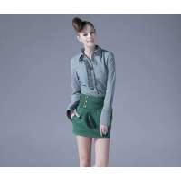 OLOMO欧莱诺OL达人条纹收腰衬衫111222044050(绿色)