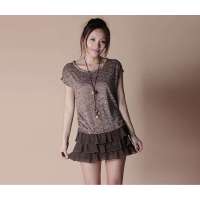 OLOMO欧莱诺甜蜜丽人蛋糕裙摆长款T恤111411033446(杏色)