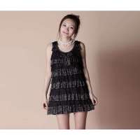 OLOMO欧莱诺甜蜜丽人清新蛋糕背心长T恤111411059046(黑色)