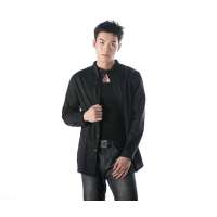 OLOMO欧莱诺个性领袢潮男长袖衬衫111320039048(黑色)