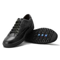 Bsure防滑褶皱头层全牛皮休闲男鞋(黑)P131_39