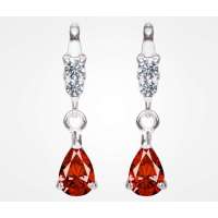 Kaila925纯银紫薇星镶钻水晶耳环-红色