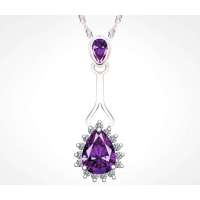 Kaila925纯银紫薇星镶钻水晶项链-紫色