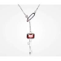 Kaila镀925银镶钻幸福蜜匙项链-红色