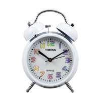 天美时 新版镭射钟面静音扫描双铃钟BDY-02041Z(碧玉白)