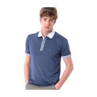 POLO VILLAE男士宝蓝色细条纹短T恤PFCANAACH612(50)