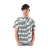 POLO VILLAE男士翻领灰色绿细条纹短T恤PFCAXAACH676(50)