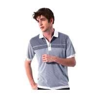 POLO VILLAE男士灰白色细条翻领短T恤PFDAGAACH506(52)