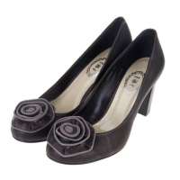 ZMF臻美坊 羊皮高贵浅口中跟女式单鞋A10A05307M-245(咖啡/245)