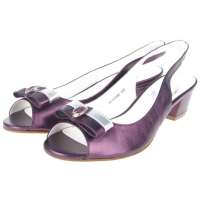 ZMF臻美坊 羊皮后空鱼嘴蝴蝶结相拼低跟女式凉鞋A11C10808M-240(紫色/240)